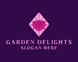 Pink Rose Stained Glass logo design