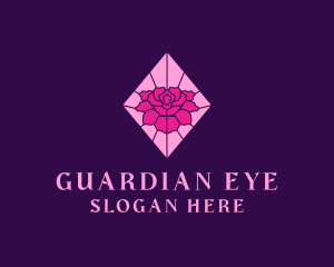 Pink Rose Stained Glass logo design