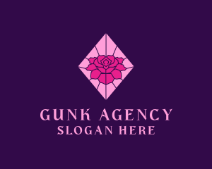 Pink Rose Stained Glass logo design