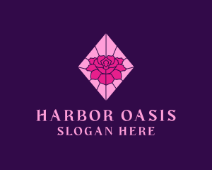 Pink Rose Stained Glass logo design