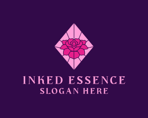 Pink Rose Stained Glass logo design