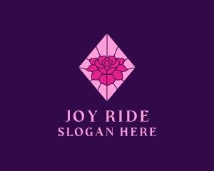 Pink Rose Stained Glass logo design