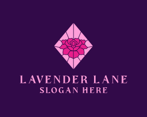 Pink Rose Stained Glass logo design