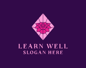 Pink Rose Stained Glass logo design