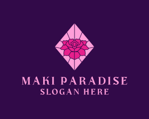 Pink Rose Stained Glass logo design