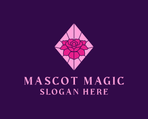 Pink Rose Stained Glass logo design