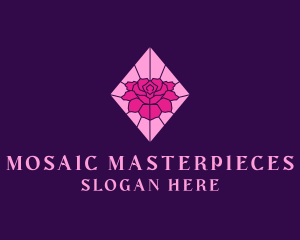 Pink Rose Stained Glass logo design