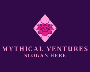 Pink Rose Stained Glass logo design