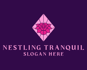 Pink Rose Stained Glass logo design