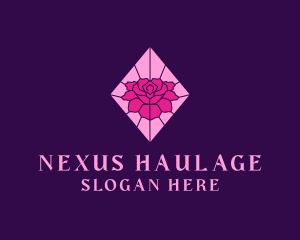 Pink Rose Stained Glass logo design