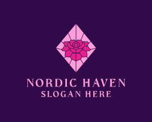 Pink Rose Stained Glass logo design