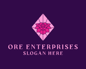 Pink Rose Stained Glass logo design