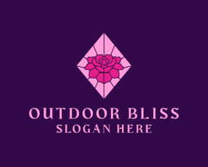 Pink Rose Stained Glass logo design