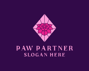 Pink Rose Stained Glass logo design