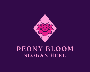 Pink Rose Stained Glass logo design