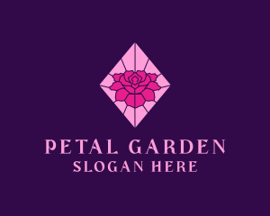 Pink Rose Stained Glass logo design