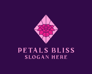 Pink Rose Stained Glass logo design