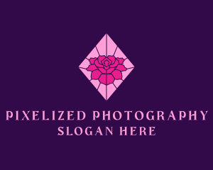 Pink Rose Stained Glass logo design