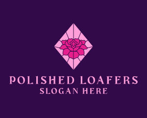 Pink Rose Stained Glass logo design