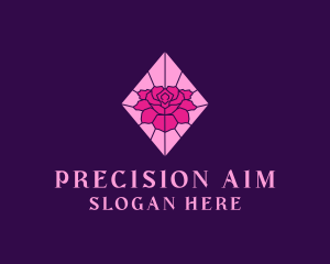 Pink Rose Stained Glass logo design