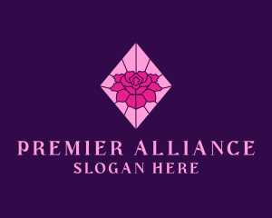 Pink Rose Stained Glass logo design