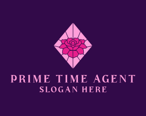 Pink Rose Stained Glass logo design