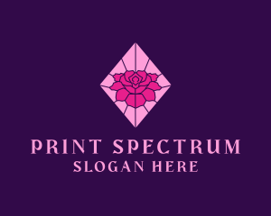 Pink Rose Stained Glass logo design