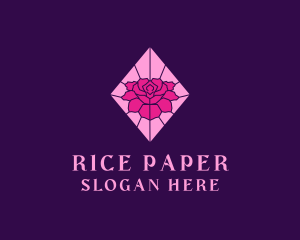 Pink Rose Stained Glass logo design