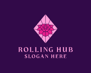 Pink Rose Stained Glass logo design