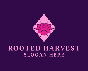 Pink Rose Stained Glass logo design