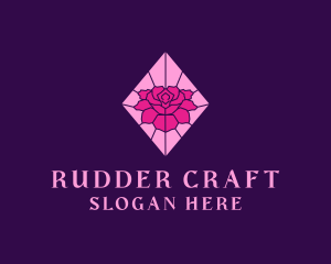 Pink Rose Stained Glass logo design