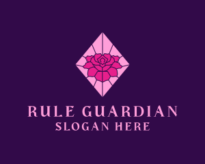 Pink Rose Stained Glass logo design