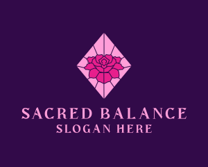 Pink Rose Stained Glass logo design