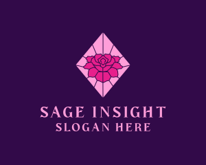 Pink Rose Stained Glass logo design