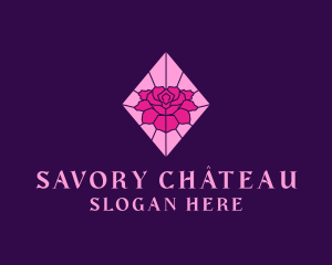 Pink Rose Stained Glass logo design