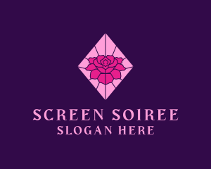 Pink Rose Stained Glass logo design