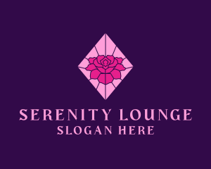 Pink Rose Stained Glass logo design