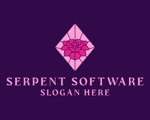 Pink Rose Stained Glass logo design