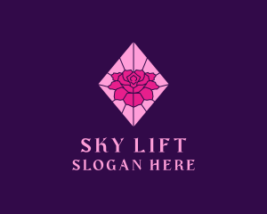 Pink Rose Stained Glass logo design