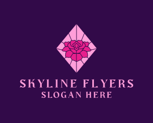 Pink Rose Stained Glass logo design