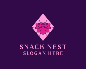 Pink Rose Stained Glass logo design