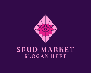 Pink Rose Stained Glass logo design