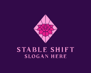 Pink Rose Stained Glass logo design