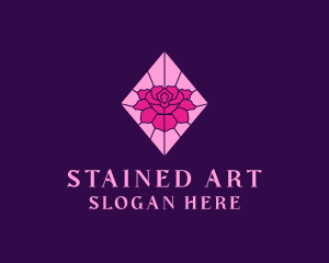 Pink Rose Stained Glass logo design