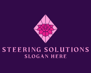 Pink Rose Stained Glass logo design