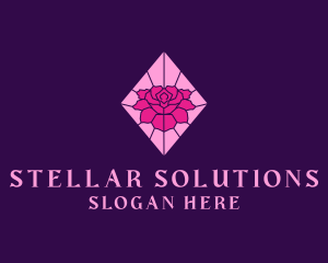 Pink Rose Stained Glass logo design