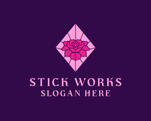 Pink Rose Stained Glass logo design