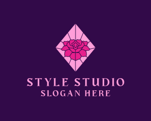 Pink Rose Stained Glass logo design