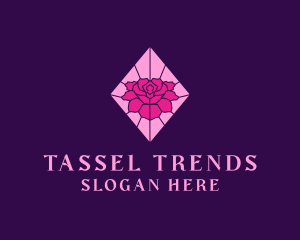 Pink Rose Stained Glass logo design