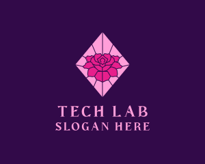 Pink Rose Stained Glass logo design